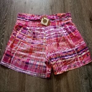 NWT: PAUSE; 100% VISCOSE COLORFUL COLOR LOCK SHORTS w/ELASTIC WAISTBAND